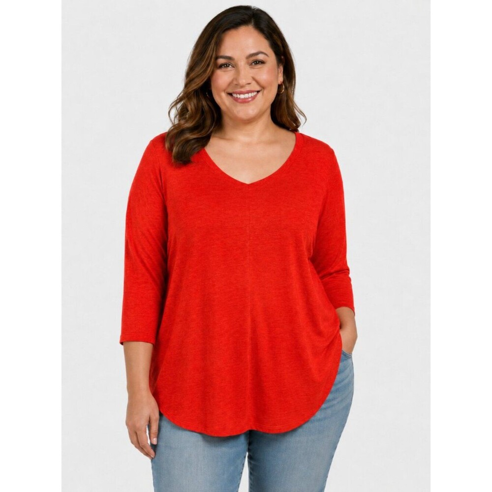 Tahari Linen Tunic Size 3X Dolman Sleeve Orange NWOT